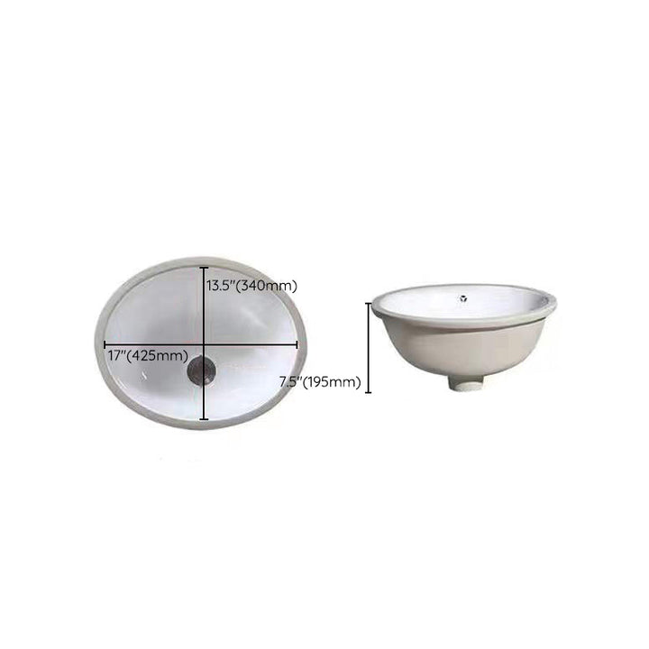Kalsten | Modern Under-mount Sink Oval Porcelain with Pop-Up Drain Sink