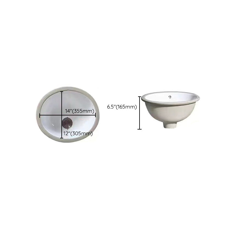 Kalsten | Modern Under-mount Sink Oval Porcelain with Pop-Up Drain Sink