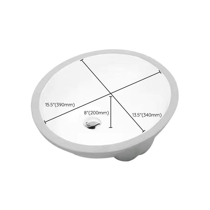 Kalsten | Modern Under-mount Sink Oval Porcelain with Pop-Up Drain Sink