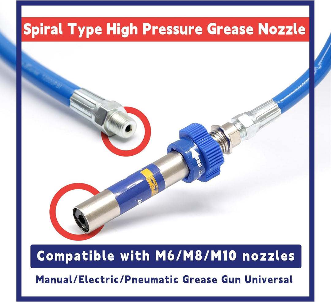 High-Pressure Grease Coupler - Heavy-Duty Fittings Adapter for Grease Guns, Fast Lock and Release Nozzles (Universal Fit) Kalsten