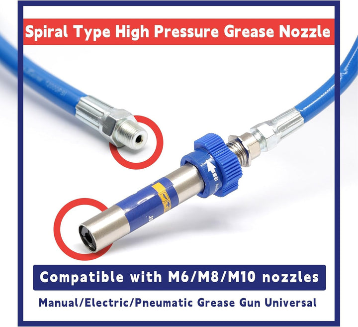 High-Pressure Grease Coupler - Heavy-Duty Fittings Adapter for Grease Guns, Fast Lock and Release Nozzles (Universal Fit) Kalsten
