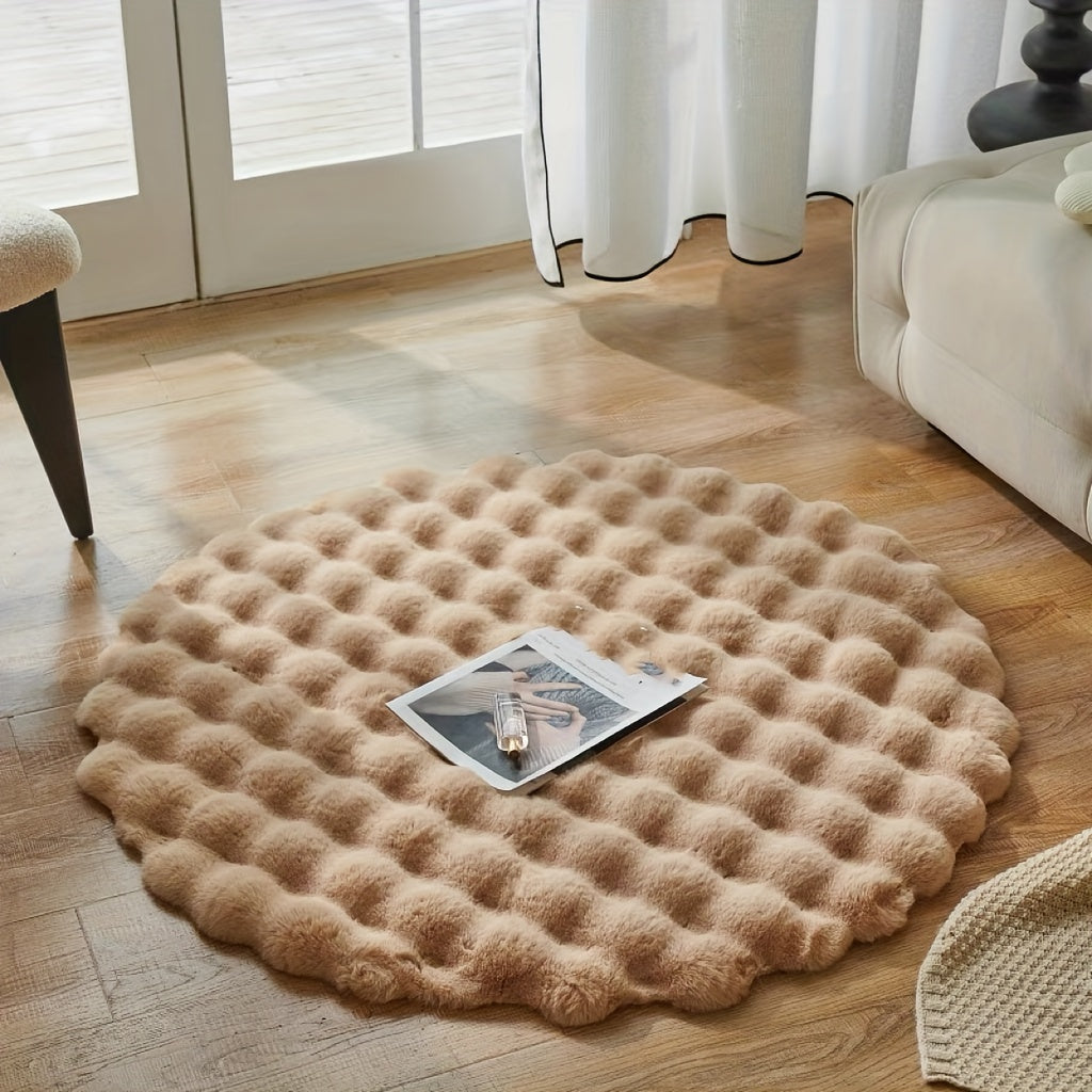 Round fluffy rug for stylish rooms – Soft rug for living room & bedroom | Kalsten