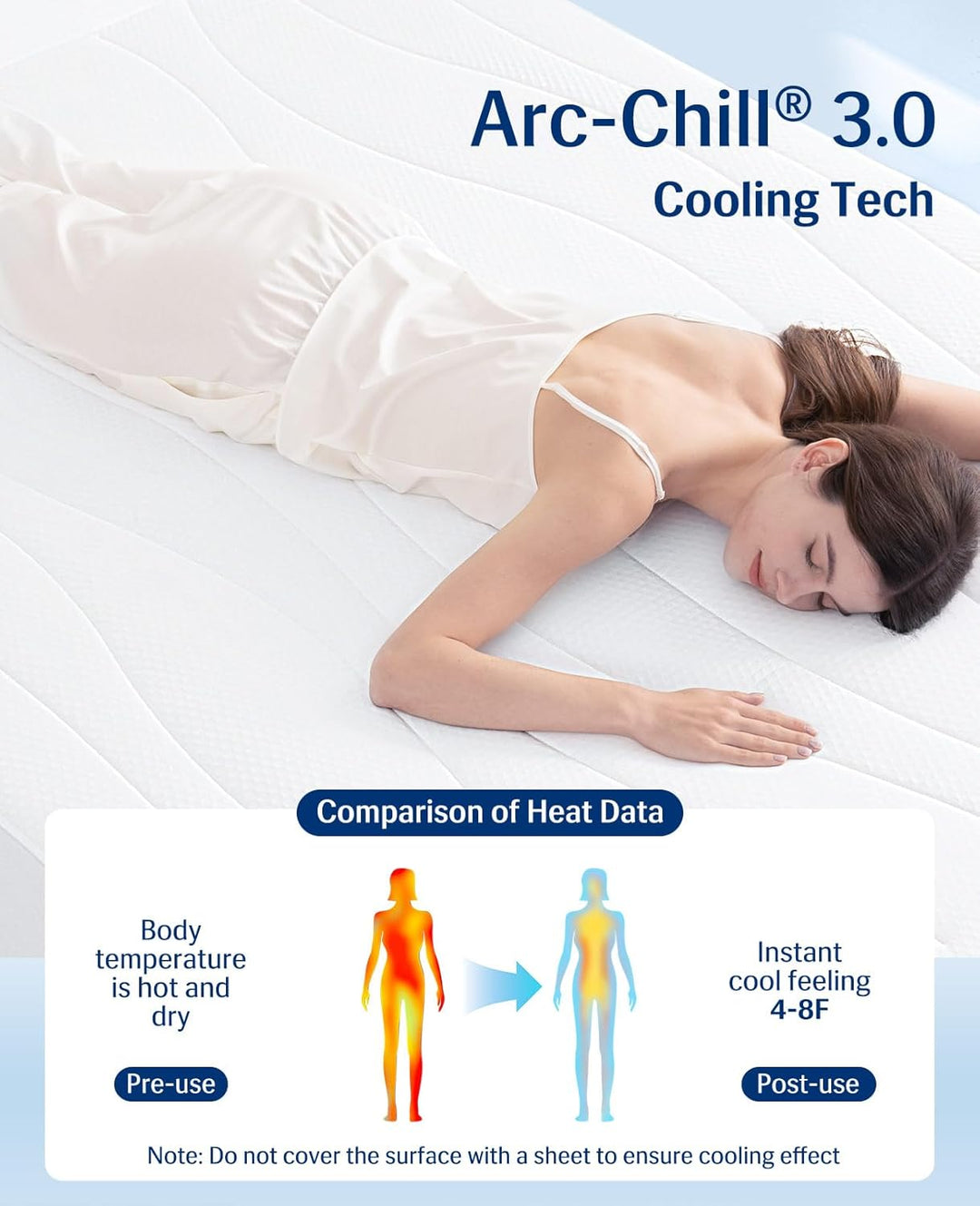 Cooling Mattress Pad King, Upgraded  3.0 + PCM Cooling Washable Mattress Protector for Hot Sleepers, White | Kalsten