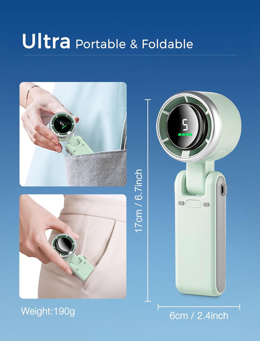 3-in-1 Mini Handheld Turbo Fan – Desk, Neck & Portable Cooling Fan (Rechargeable) | Kalsten