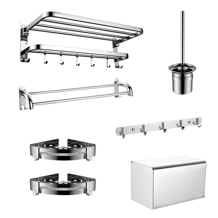 Kalsten | Contemporary bathroom accessory set made of chrome-plated stainless steel with bathrobe hooks/towel rail