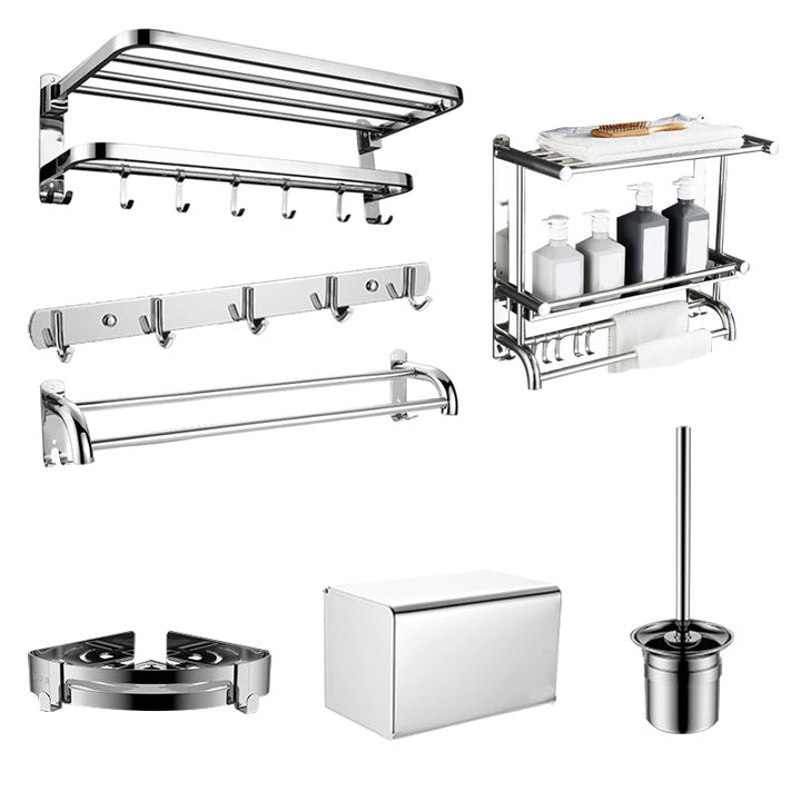 Kalsten | Contemporary bathroom accessory set made of chrome-plated stainless steel with bathrobe hooks/towel rail