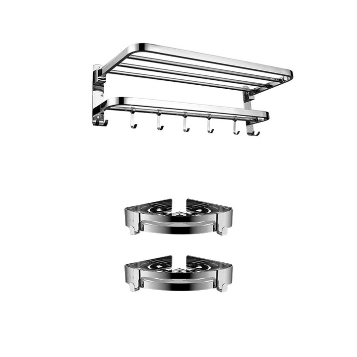 Kalsten | Contemporary bathroom accessory set made of chrome-plated stainless steel with bathrobe hooks/towel rail