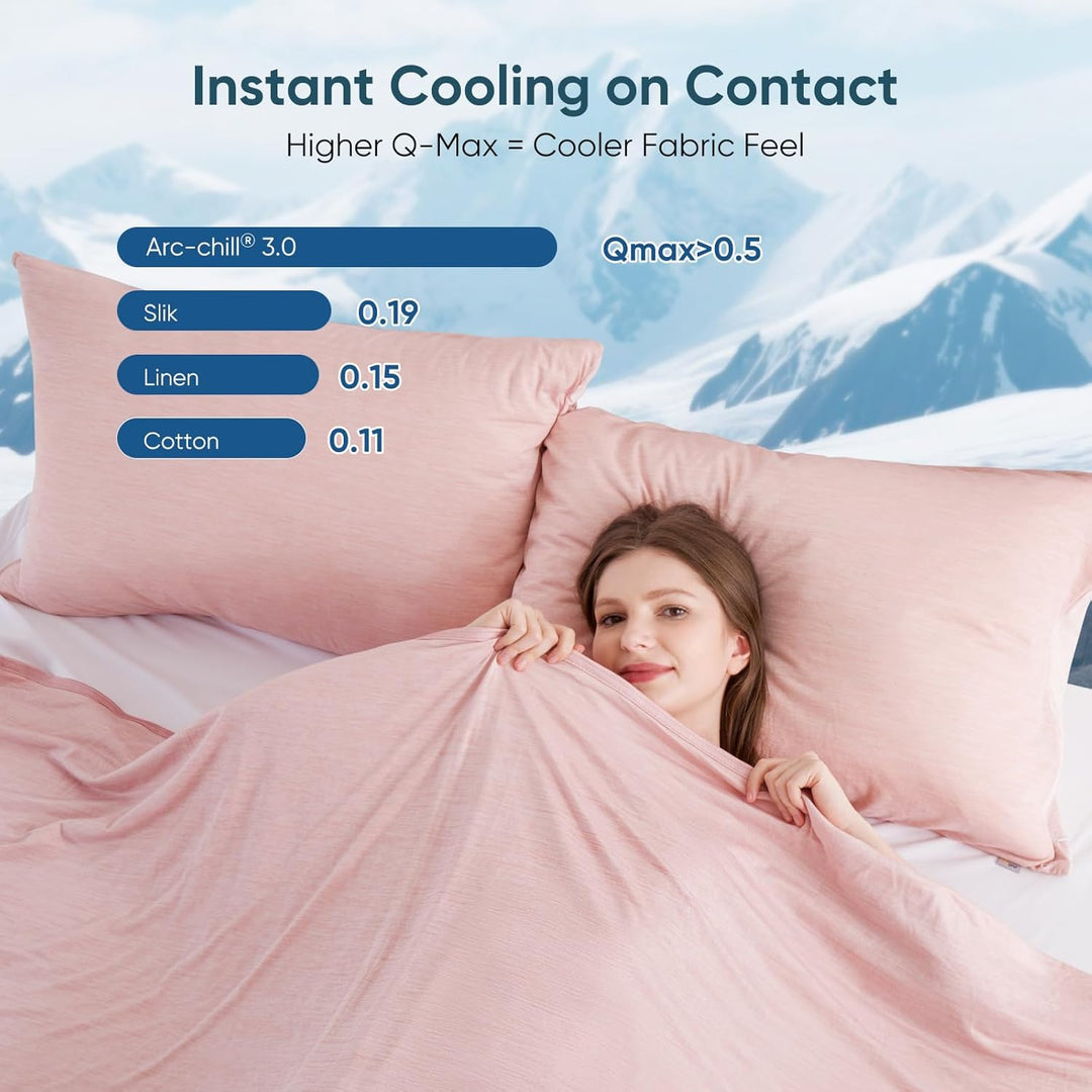 Light Pink Cooling Blanket –  3.0, Q-Max>0.5, Multi-Size Options | Kalsten