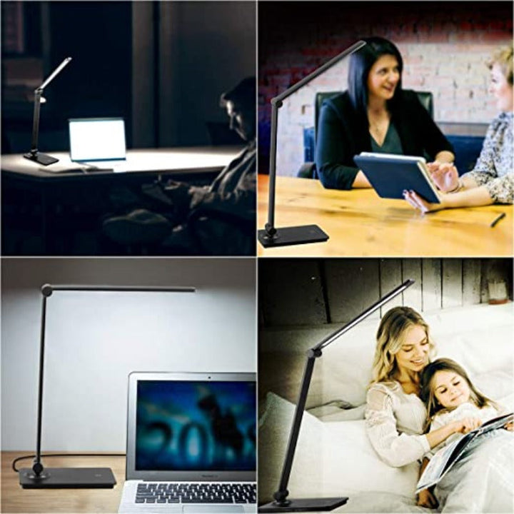 LED desk lamp, touch control desk lamp with 3 brightness levels, dimmable office lamp with adjustable arm, foldable table lamp for desk bedroom nightstand office | Kalsten