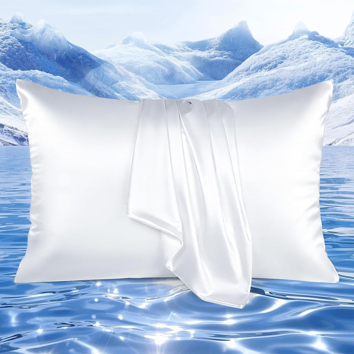 Cooling Pillowcases Q-max>0.5, 2-Pack, Soft & Hair-Friendly-White | Kalsten