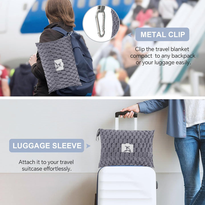 Kalsten | Packable Flannel Travel Blanket with Pillow Bag and Luggage Sleeve – Trevora