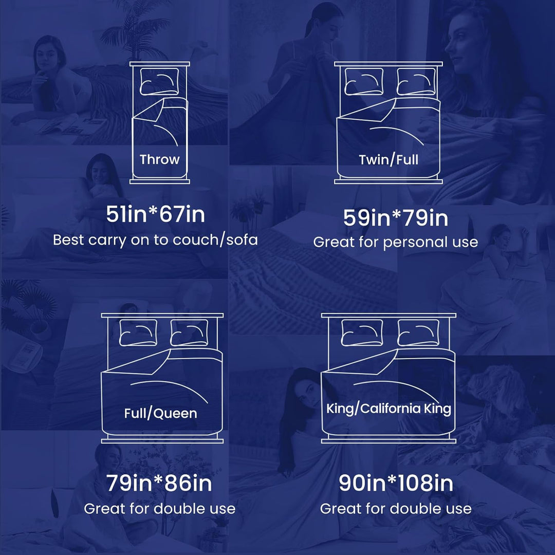 Cooling Blanket – Q-Max > 0.5, Striped & Breathable for Hot Sleepers of Navy Blue | Kalsten