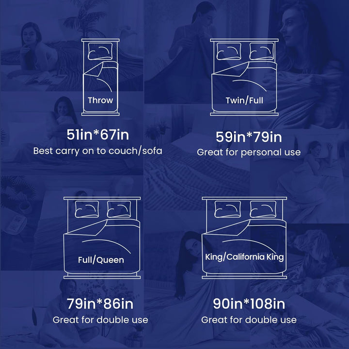 Cooling Blanket – Q-Max > 0.5, Striped & Breathable for Hot Sleepers of Navy Blue | Kalsten
