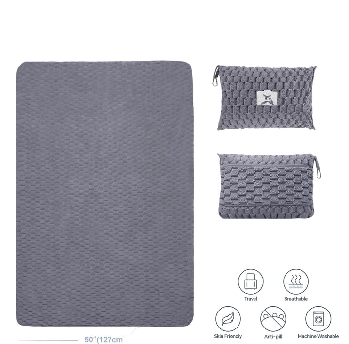 Kalsten | Packable Flannel Travel Blanket with Pillow Bag and Luggage Sleeve – Trevora