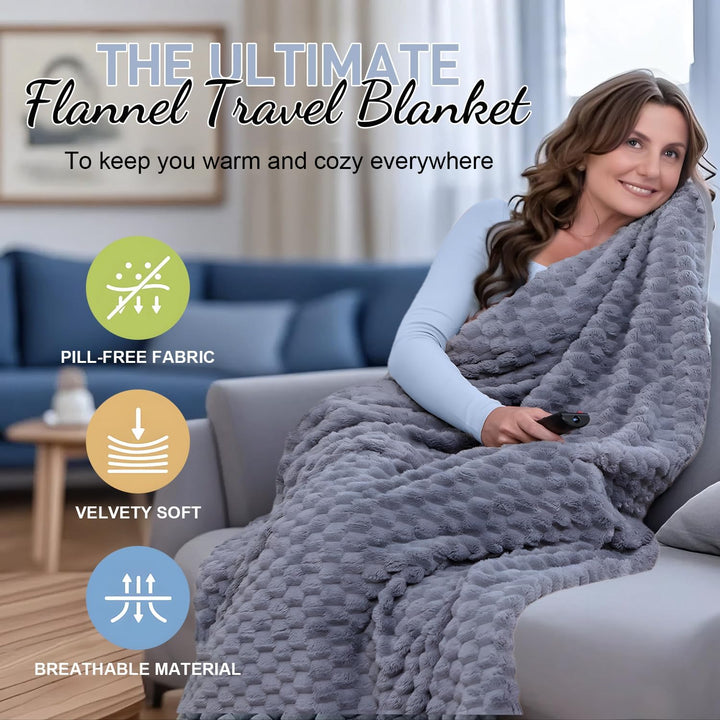 Kalsten | Packable Flannel Travel Blanket with Pillow Bag and Luggage Sleeve – Trevora