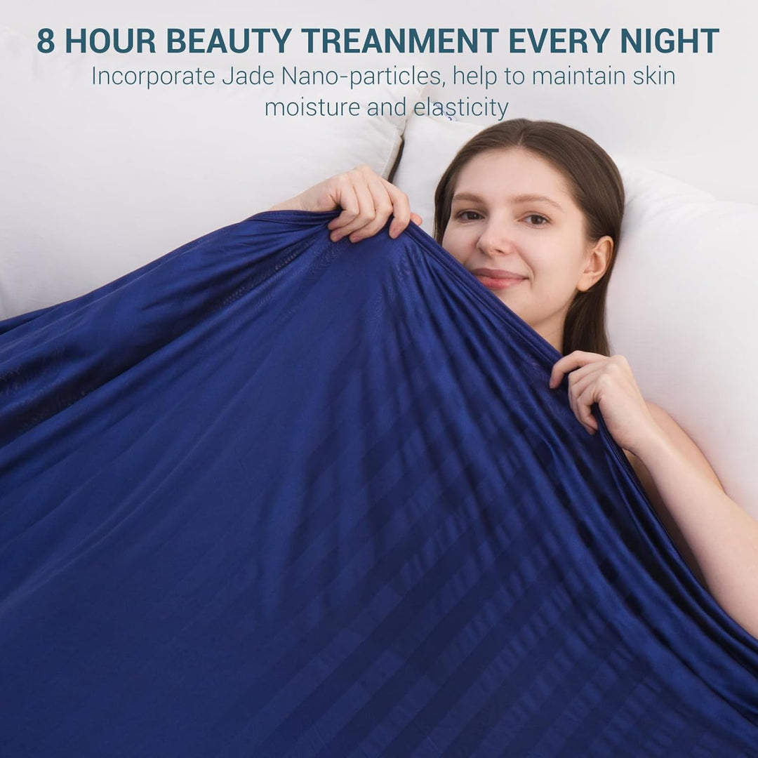 Cooling Blanket – Q-Max > 0.5, Striped & Breathable for Hot Sleepers of Navy Blue | Kalsten