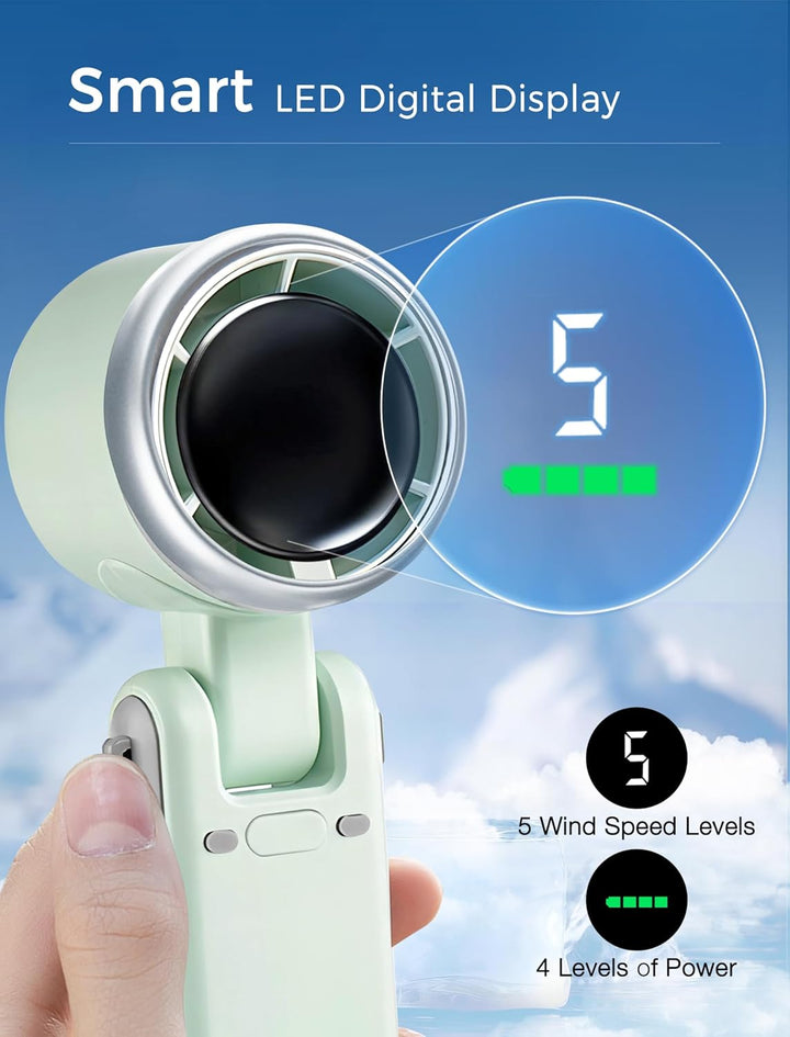 3-in-1 Mini Handheld Turbo Fan – Desk, Neck & Portable Cooling Fan (Rechargeable) | Kalsten