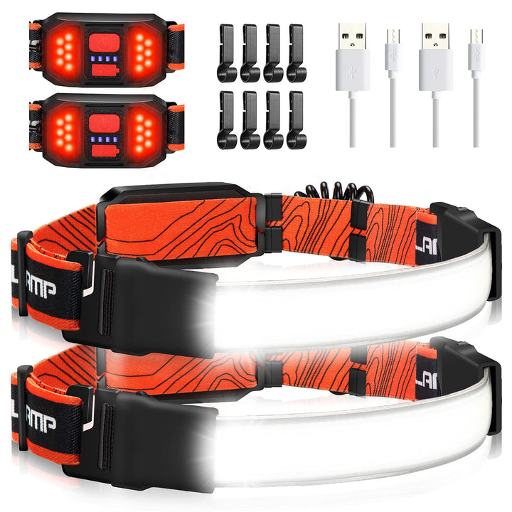 Rechargeable Wide-Angle LED Headlamp – 2 Pack