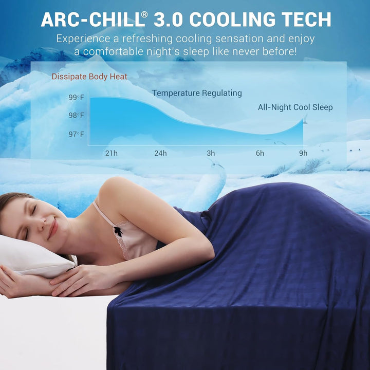 Cooling Blanket – Q-Max > 0.5, Striped & Breathable for Hot Sleepers of Navy Blue | Kalsten