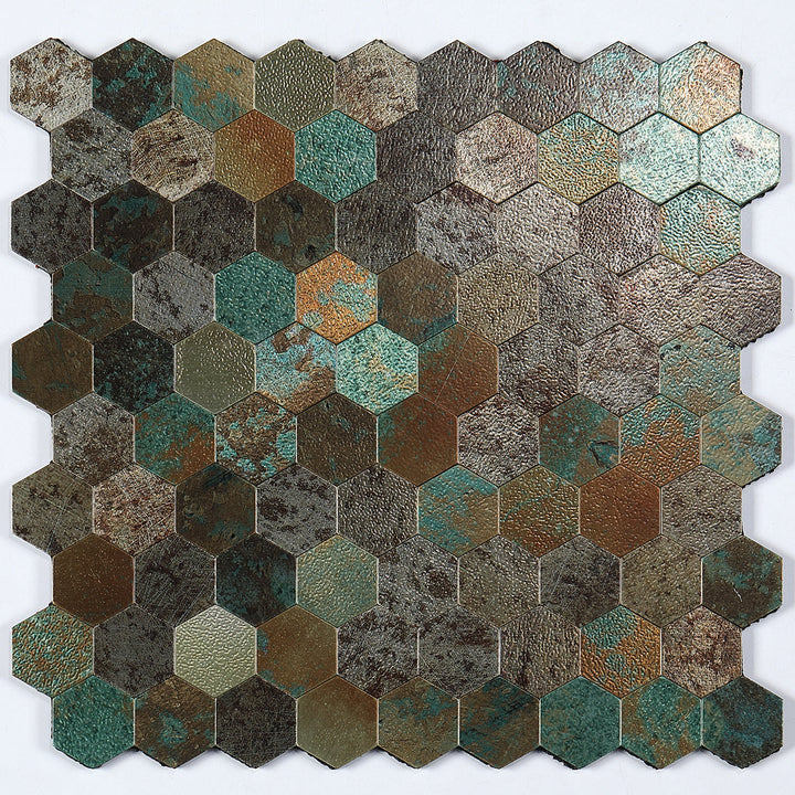 Kalsten | Modern Tile-Peel & Stick Metal Mosaic Tile Hexagon Peel & Stick Subway Tile