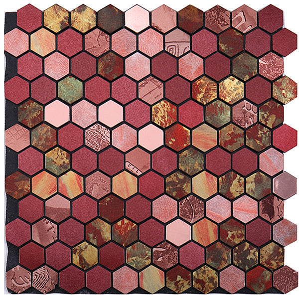 Kalsten | Modern Tile-Peel & Stick Metal Mosaic Tile Hexagon Peel & Stick Subway Tile