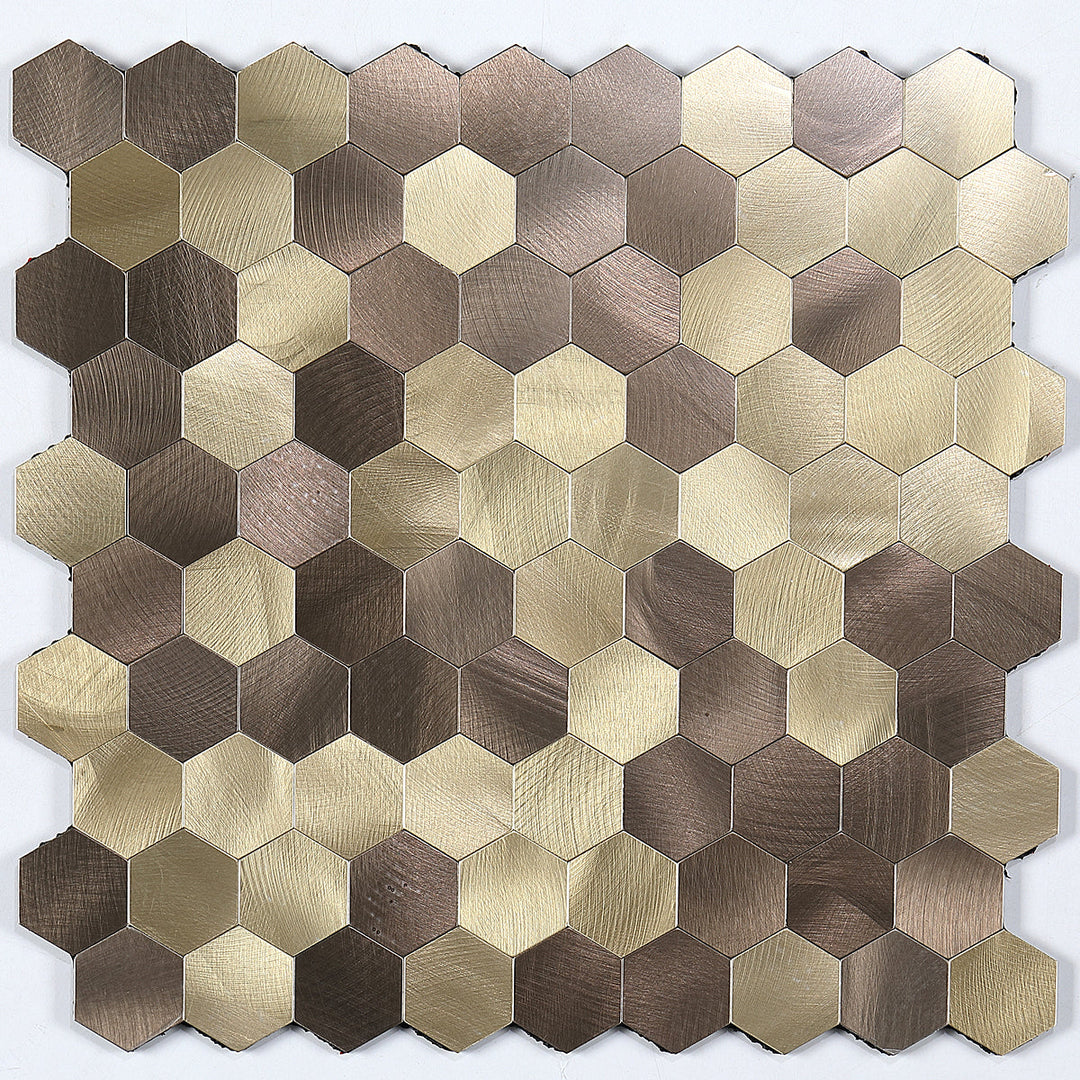 Kalsten | Modern Tile-Peel & Stick Metal Mosaic Tile Hexagon Peel & Stick Subway Tile