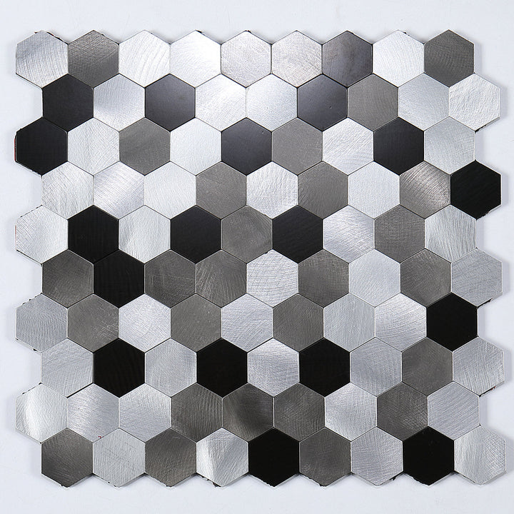 Kalsten | Modern Tile-Peel & Stick Metal Mosaic Tile Hexagon Peel & Stick Subway Tile