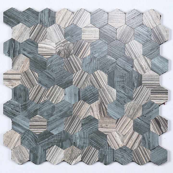 Kalsten | Modern Tile-Peel & Stick Metal Mosaic Tile Hexagon Peel & Stick Subway Tile