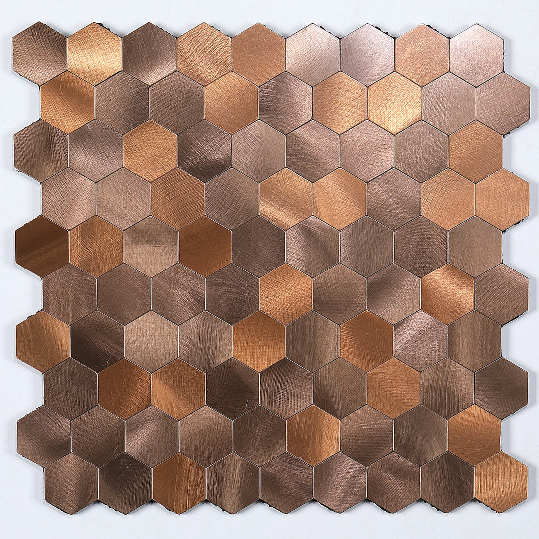 Kalsten | Modern Tile-Peel & Stick Metal Mosaic Tile Hexagon Peel & Stick Subway Tile