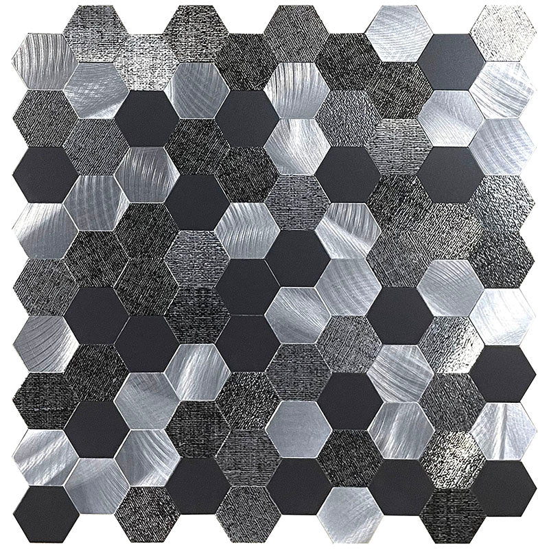 Kalsten | Modern Tile-Peel & Stick Metal Mosaic Tile Hexagon Peel & Stick Subway Tile