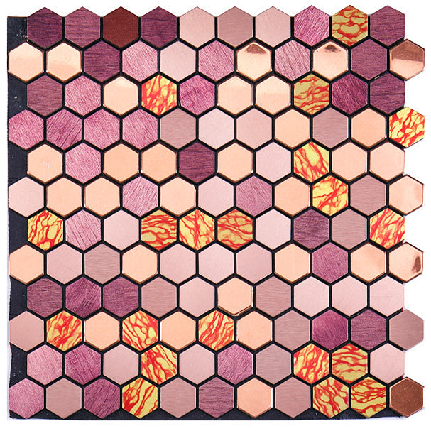 Kalsten | Modern Tile-Peel & Stick Metal Mosaic Tile Hexagon Peel & Stick Subway Tile