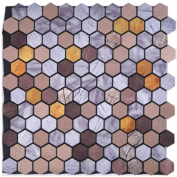 Kalsten | Modern Tile-Peel & Stick Metal Mosaic Tile Hexagon Peel & Stick Subway Tile