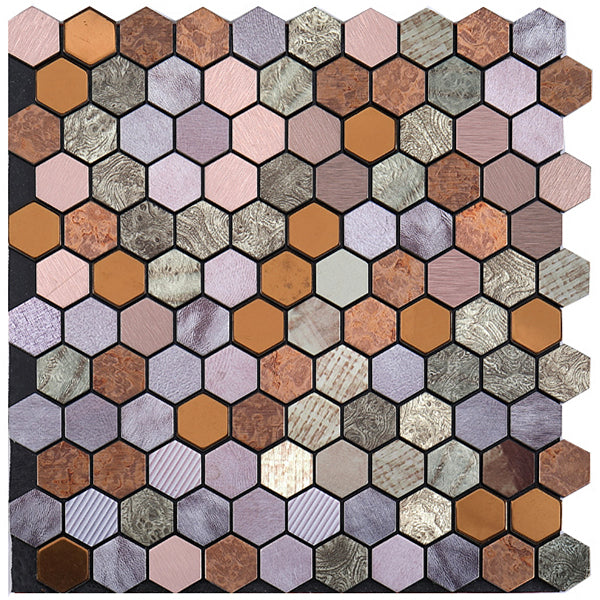 Kalsten | Modern Tile-Peel & Stick Metal Mosaic Tile Hexagon Peel & Stick Subway Tile