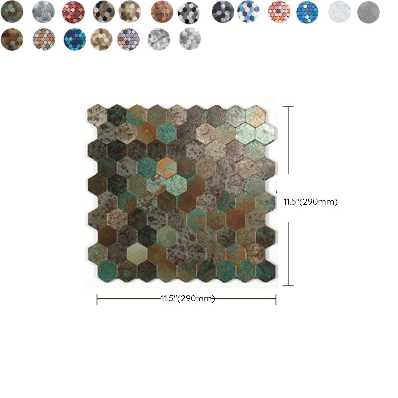 Kalsten | Modern Tile-Peel & Stick Metal Mosaic Tile Hexagon Peel & Stick Subway Tile
