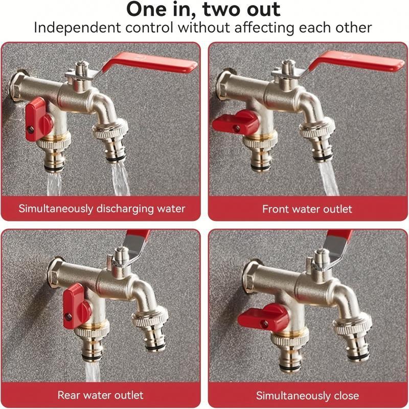 Kalsten | Dual-Outlet Stainless Garden Faucet – Rustproof 2-Way Tap with Quick Connect & Independent Valves