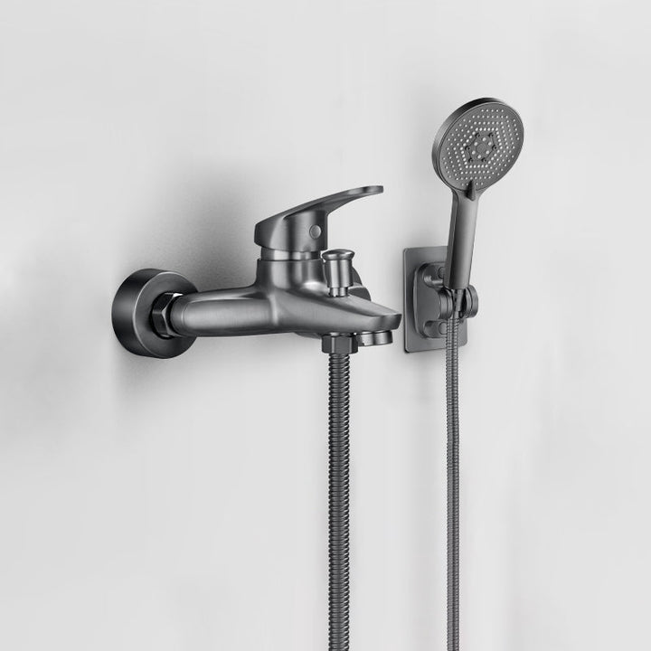 Kalsten | Solid Bathtub Faucet Handheld Shower Hose Lever Handle Wall-Mounted 2 Holes Bathtub Fill Valve