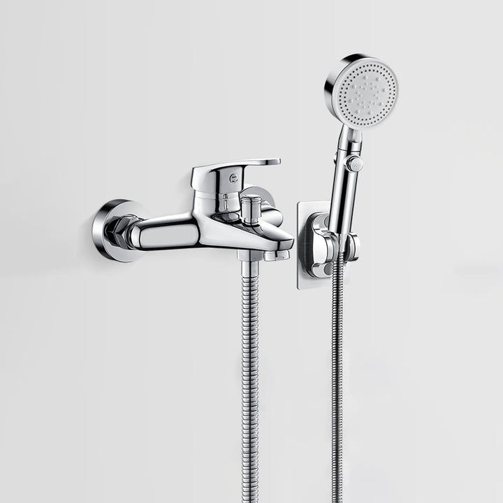Kalsten | Solid Bathtub Faucet Handheld Shower Hose Lever Handle Wall-Mounted 2 Holes Bathtub Fill Valve