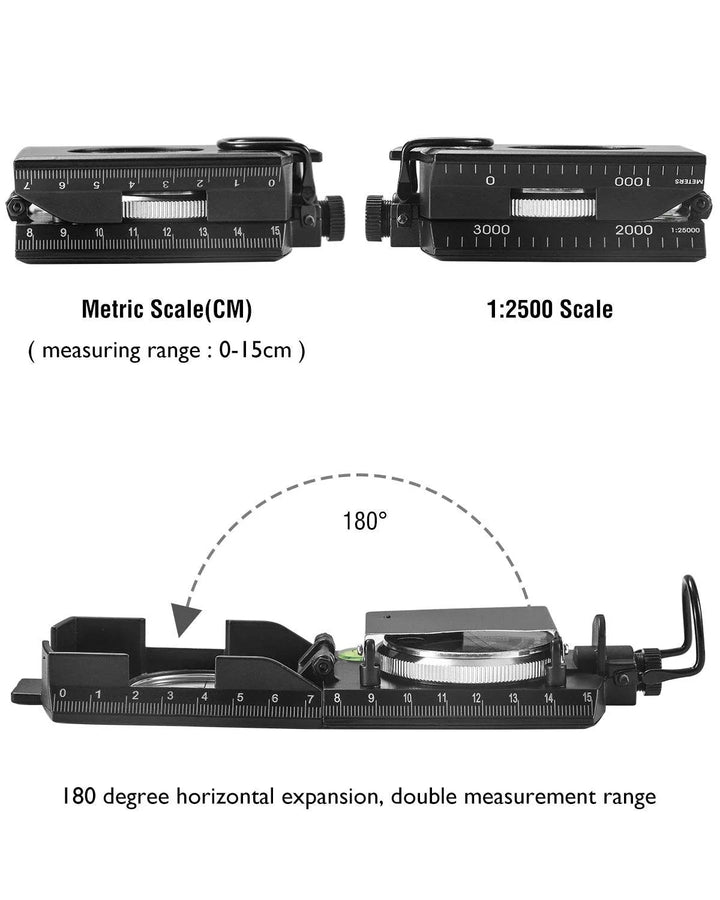 Kalsten | Military Compass | Waterproof Aluminum Alloy | Clinometer & Sighting Lens | Survival, Camping & Hiking