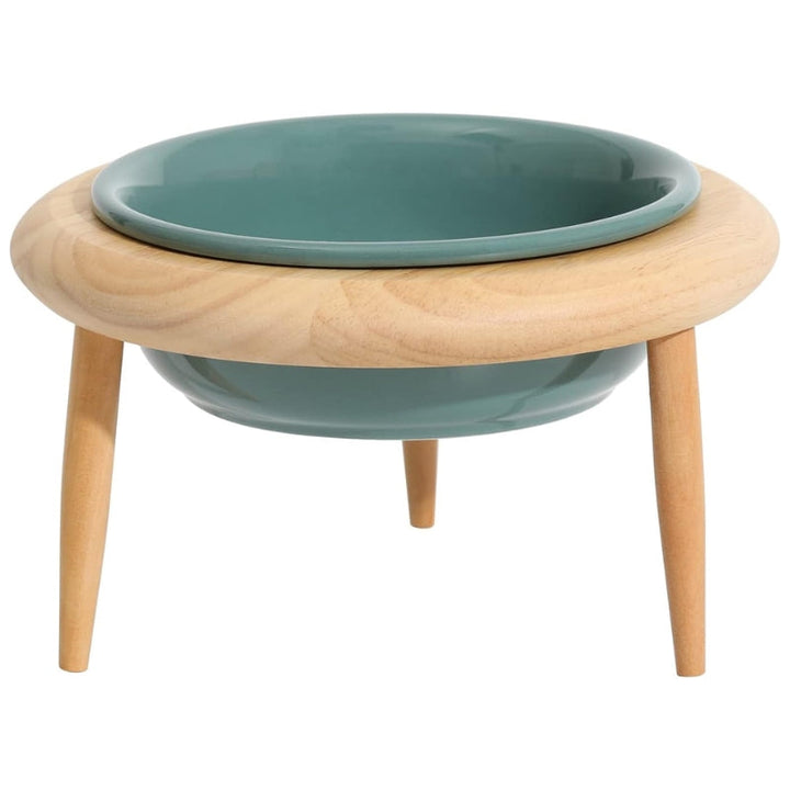 Kalsten | Misha Ceramic Elevated Cat Bowl with Wooden Stand