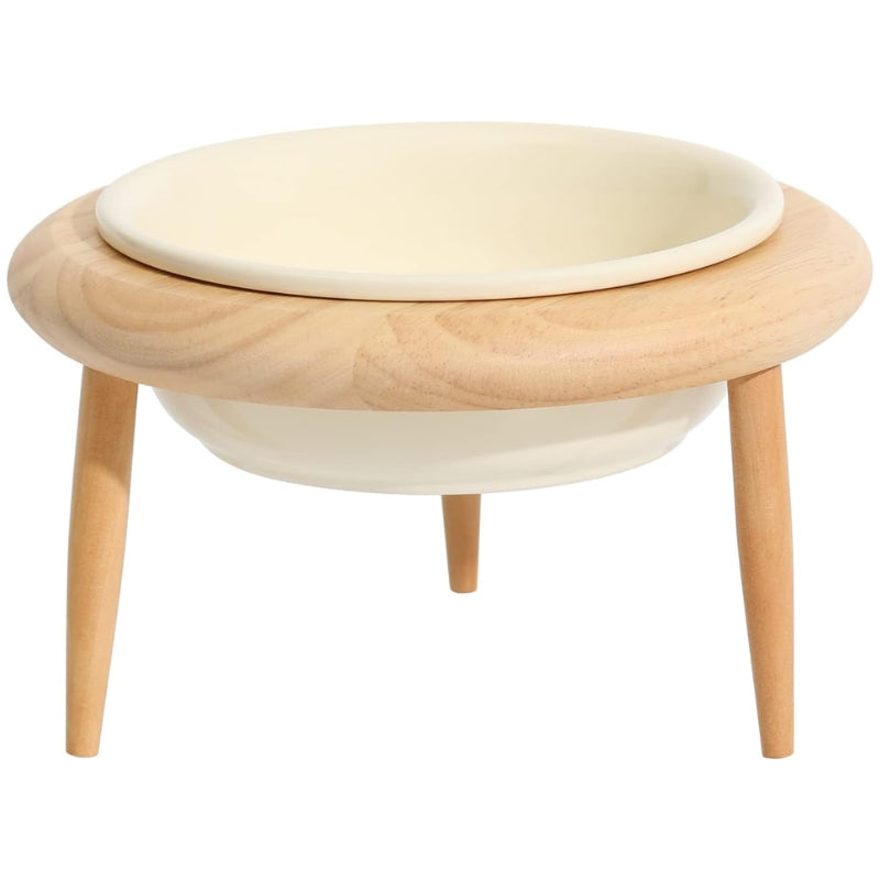 Kalsten | Misha Ceramic Elevated Cat Bowl with Wooden Stand