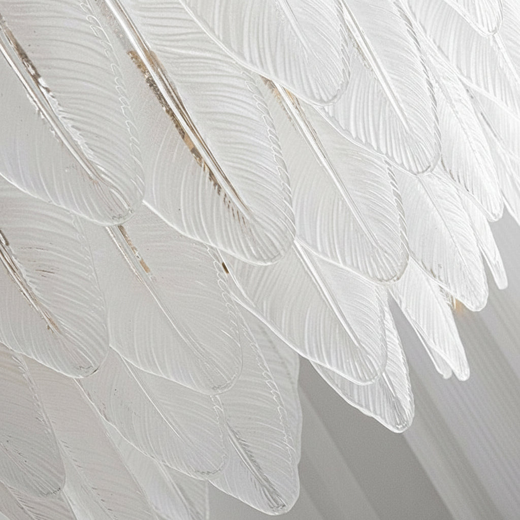 Glass Wall Sconce – French Leaf Feather Pearl Gold (E14 Dimming & 31x34cm) | Kalsten