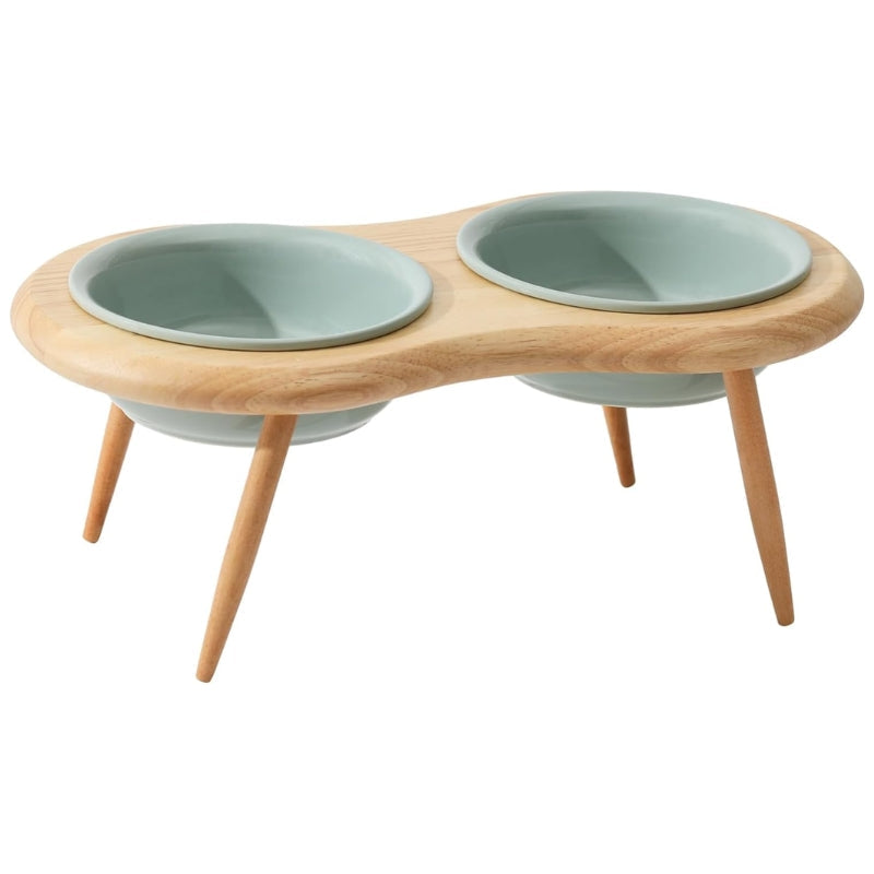 Kalsten | Misha Ceramic Elevated Cat Bowl with Wooden Stand