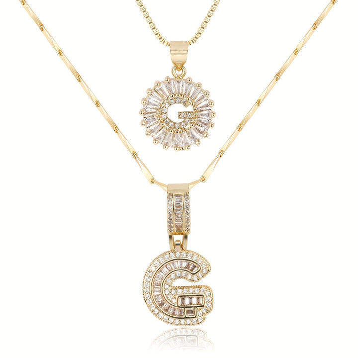Kalsten | 2pc 14k Diamond Letter Initial Necklaces