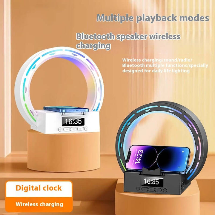 4 In 1 Wireless Bluetooth Speaker Charging Pad Bedside Lamp With Alarm Clock Wake-Up Light For Bedroom Support USB Drive TF Card | Kalsten