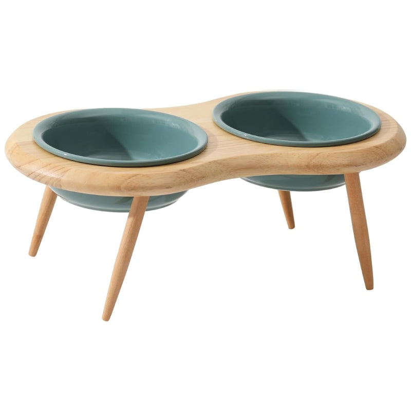 Kalsten | Misha Ceramic Elevated Cat Bowl with Wooden Stand