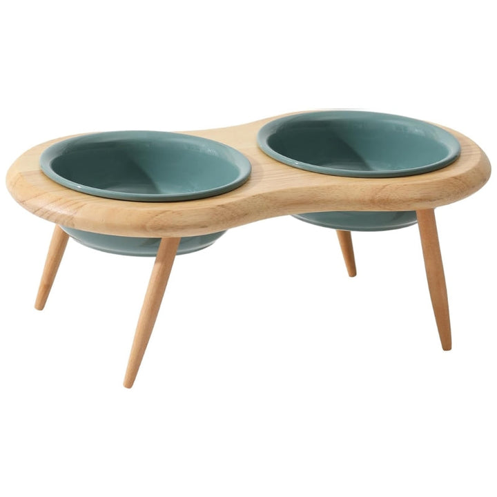 Kalsten | Misha Ceramic Elevated Cat Bowl with Wooden Stand