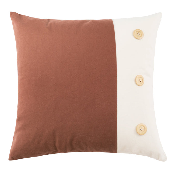 Decorative cushion cover with pompom border made of cotton-linen blend
