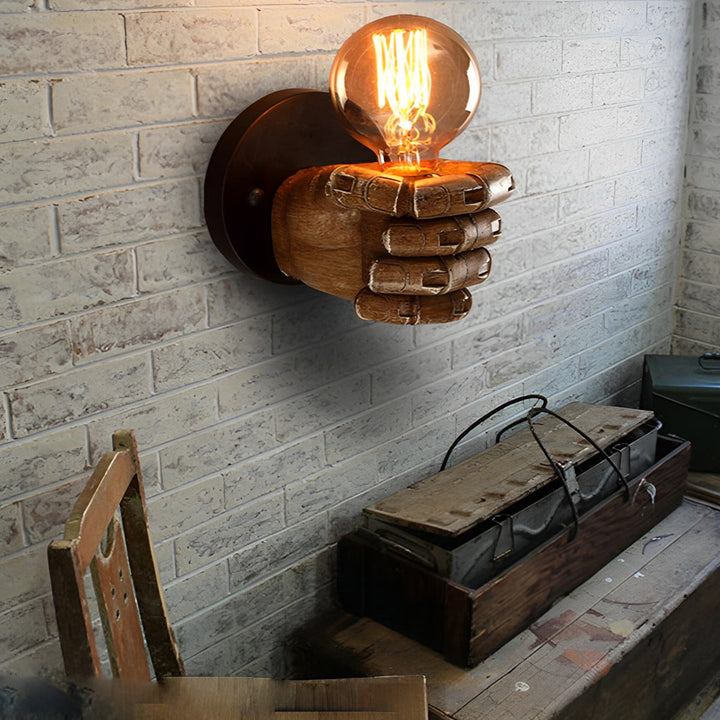Resin Hand Fist Shaped Retro Industrial Style Wall Lamp Wall Sconce Lighting | Kalsten