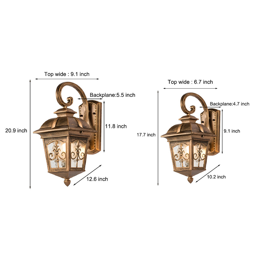 Waterproof Retro Elegant LED Glass European Style Outdoor Wall Lights | Kalsten