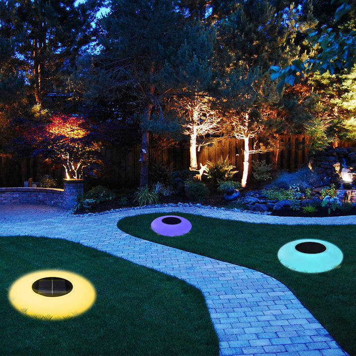 Round Colorful RGB LED Waterproof Solar Modern Outdoor Lights Pool Lights | Kalsten